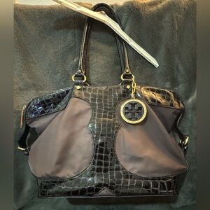 TORY BURCH Elegant Black and Brown Women's Tote Bag